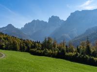 Wilder Kaiser Gipfel vom Sonneck, Ellmauer Halt und Karlspitzen bis Stripsenkopf links
